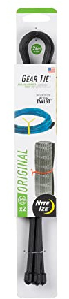 Nite Ize GT24-2PK-01 N01825 Original Gear, Reusable Rubber Twist Tie,Made in The USA, 24 -2 Pack, Black