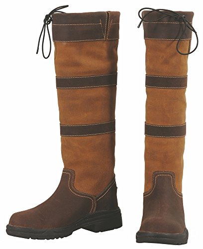 TuffRider Children's Lexington Waterproof Tall Boots - 6 Shaft, Contrasting Suede - Chocolate/Fawn - 4