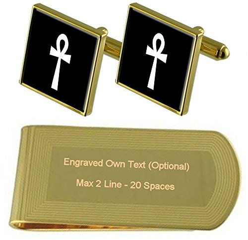 Select Gifts Schlüssel des Lebens Gold-Manschettenknöpfe Geldscheinklammer Gravur Geschenkset