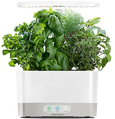 AeroGarden Harvest Indoor Garden Hydroponic System with LED Grow Light and Herb Kit, Holds up to 6 Pods, White