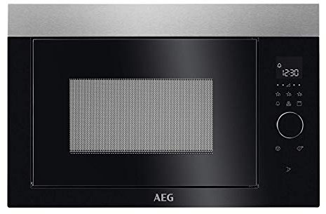 AEG MBE2657DEM Micro-ondes encastrable 60 cm/Commande tactile/Fonction grill/Écran avec horloge 596 mm/900 Watt/26 Liter Acier Inoxydable Avec Imprimé Anti-Traces De Doigts