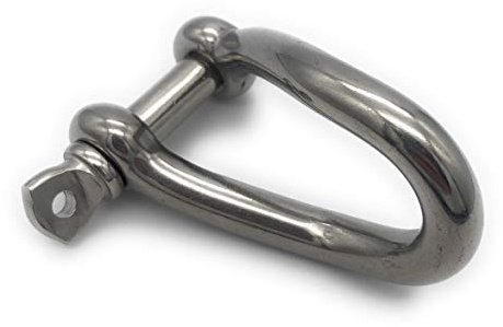 Edelstahl Schäkel gedrehte Form ø 10mm, V4A A4 AISI 316 Niro Rostfrei Rundschäkel Drehschäkel D-Schäkel Drahtseil Verbinder mit Augenbolzen INOX Stainless Steel [Größe Wählbar](Ø10)