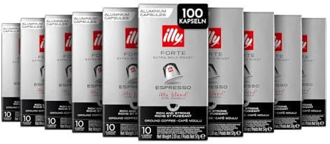 illy, Café en Capsules Compatibles FORTE, 100 Capsules au Total