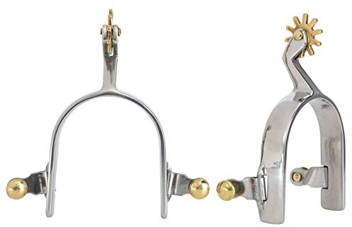 Zerodis 1 Paar Edelstahl Pferdesporen West Type Reitpferd Zubehör Outdoorliving Versorgung mit drehbarem Kupfer Rowel