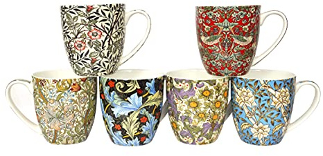 heritage William Morris Set of 6 fine Bone China Mugs dh Shape Mugs