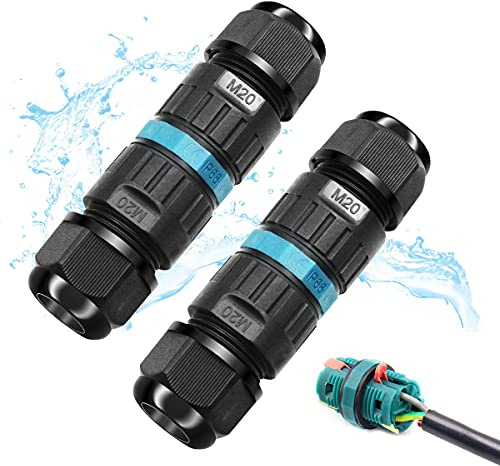 Kabelverbinder Wasserdicht IP68,2 Stück 3-Polig Erdkabel Verbinder Abzweigdose für Ø5-12 mm Kabeldurchmesser, Verbindsmuffen Kabelmuffe Verteilerdose Verbindungsbox für Außen Garten Outdoor