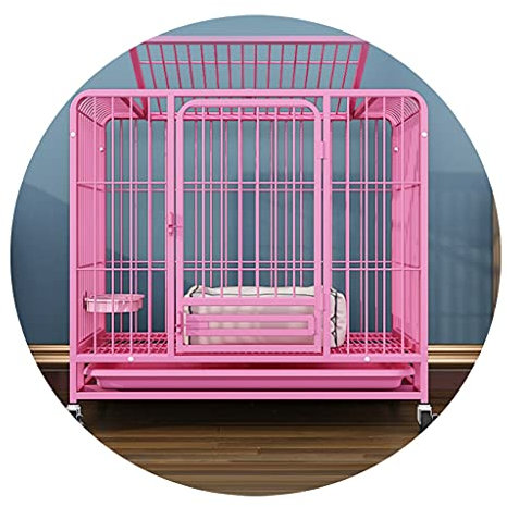 Wasserdichter Metall-Hundekäfig Indoor-Teddy-Käfig Haustierkäfig Kaninchenkäfig Katzenkäfig Haustierhaus Geeignet Für Mittlere Und Große Hunde (Color : Pink, Size : 78x54x75cm)