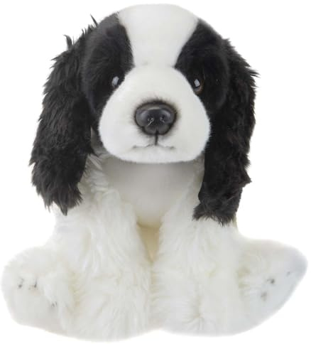 VFM - Cocker Spaniel Dog Plush 30cm Soft Toy (White & Black) Super Fluffy Luxury Lifelike Stuffed Animal Teddy Gosh Designs - Natural World Collection