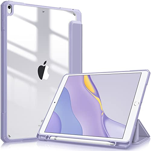 Fintie Funda Durable para iPad Air 10.5 3 Gen 2019 / iPad Pro 10.5 2017 | [Soporte para lápices Integrado] - Carcasa Trasera a Prueba de Choques Auto-Reposo/Activación, Lila Gris