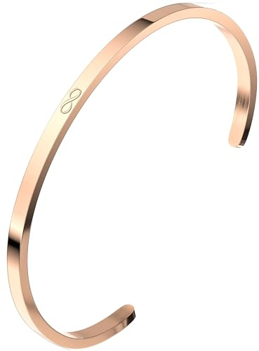 THIORA Armreif Damen Edelstahl | Infinity Gravur | Verstellbar | Roségold