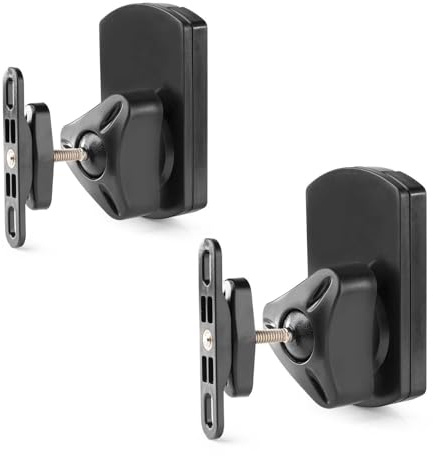 Audizio HTS25 Support Mural Universel pour Enceinte Inclinable et Pivotant - Noir, Enceinte Universelle, Rotation, Inclinaison, Idéale pour Profiter d'un Son de Qualité chez Vous ou au Travail