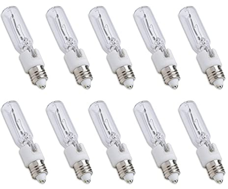 lumenivo JDE11 120V 75W Halogen Light Bulb T4 Halogen Decorative, Cabinet, Ceiling, Chandelier and Pendant Lighting Bulbs - E11 Mini Candelabra Screw Base - 10 Pack