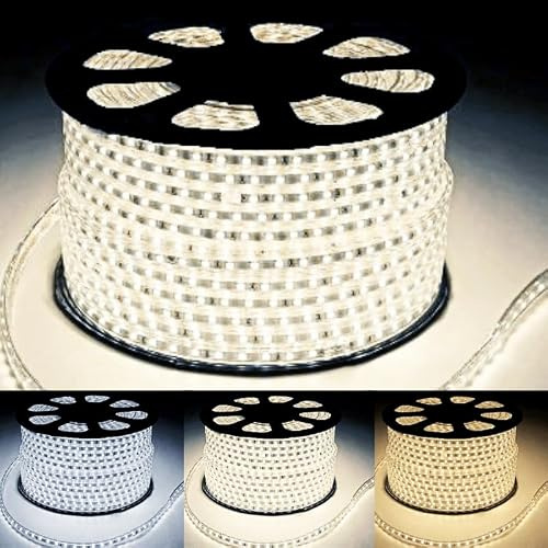 SILAMP Ruban LED Fin 50M 220V Recoupable 20cm IP65 2835 120LED/m - Blanc Froid 6000K - 8000K