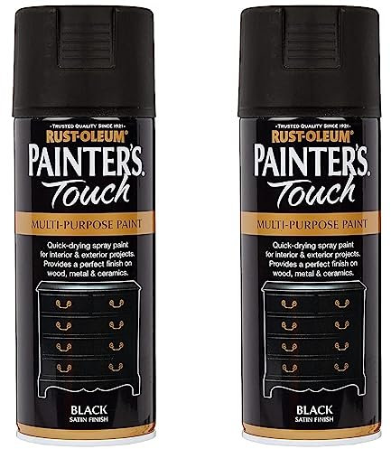 Rust-Oleum AE0050001E8 400ml Painter's Touch Spray Paint - Satin Black (Pack of 2)