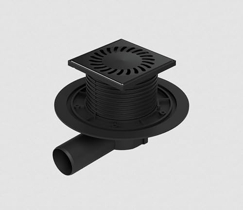 Bodenablauf - Duschablauf 125 x 125 mm - Edelstahl schwarz - DN 50 - Geruchsverschluß (381-AC)