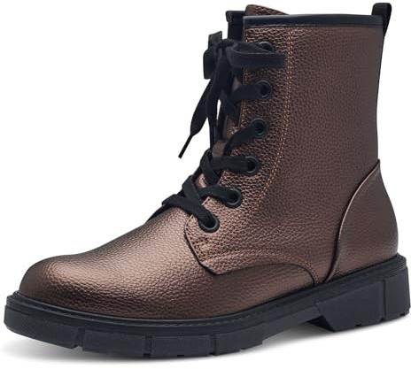 MARCO TOZZI Damen Stiefeletten zum Schnüren Flach mit Reißverschluss, Braun (Bronce), 38 EU