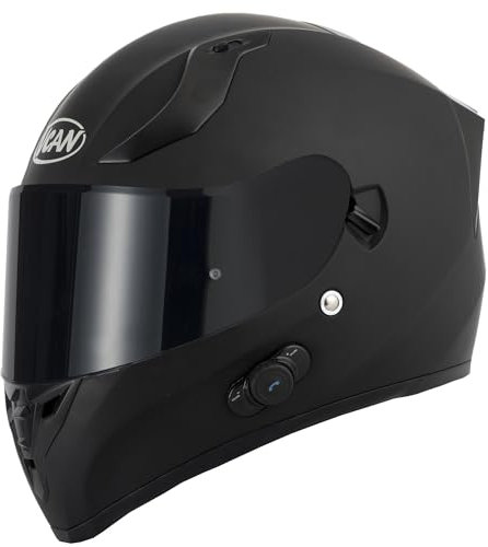 VCAN H128 BLINC BLUETOOTH FULL FACE MOTORCYCLE HELMET Dual Visor ECE22.06 Motorbike Scooter Pinlock Ready Riders Touring Crash Helmets with FREE Tinted Visor (H128 Matt Black,XL)