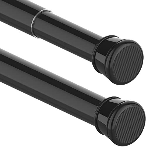 Bastone Tenda Estensibile, Doccia, Senza Trapano né Viti, Lunghezza 62-85cm, Diametro 25mm, Nero