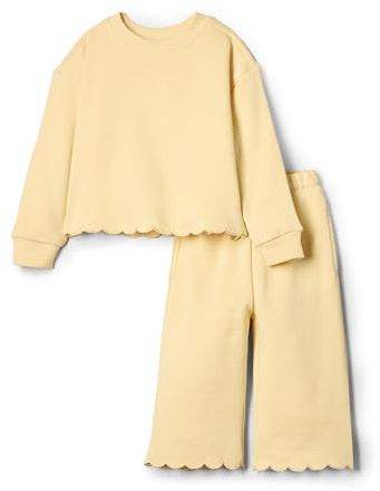 Amazon Essentials x Sofia Grainge Ensemble Pantalon et Haut en Tissu éponge pour Petite Fille, Jaune Beurre, 4T