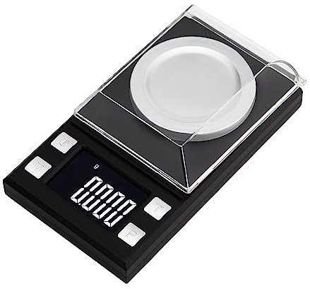 Irishom Digitale Taschenwaage 50g/0,001g, Tragbare Schmuck-/Pulver-/Kleine Kräuterwaage mit 6 Einheiten/LCD-Display/Tara&Stückzählfunktion