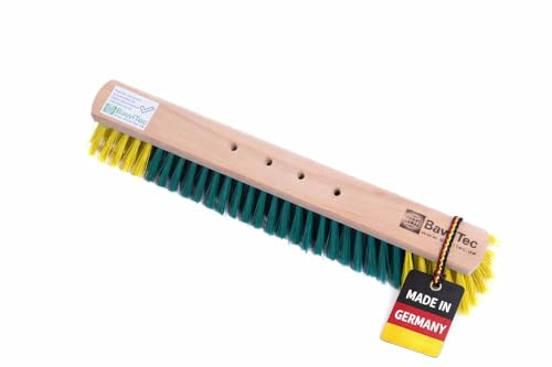 BawiBlitz Straßenbesen 50cm Breit 4-Loch-System PET Besen ohne Stiel | Spezielle zweifarbige Kunstfaser-Borsten, Buchenholzkörper, Für Garten Haus und Hof
