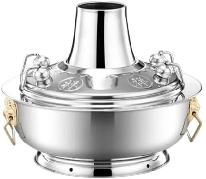 Fondue Olla Hot Pot Cocina De Estilo Chino, Olla Caliente De Acero Inoxidable, Estufa De Cassette De Gas, Olla Caliente Para El Hogar Fondue Queso(Blue,Silver,34cm)