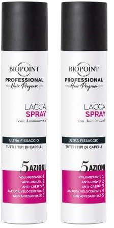 Biopoint Professional Hair Program - Lacca Spray con GAS, Arricchita con Amminoacidi, Ultra fissaggio, 300ml (Confezione da 2)