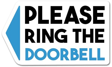 2 x 10cm Wide Ring The Doorbell Vinyl Stickers - Front Door Home House Bell Sign Arrow Shop Support Girls Laptop Label Home Sticker #82778