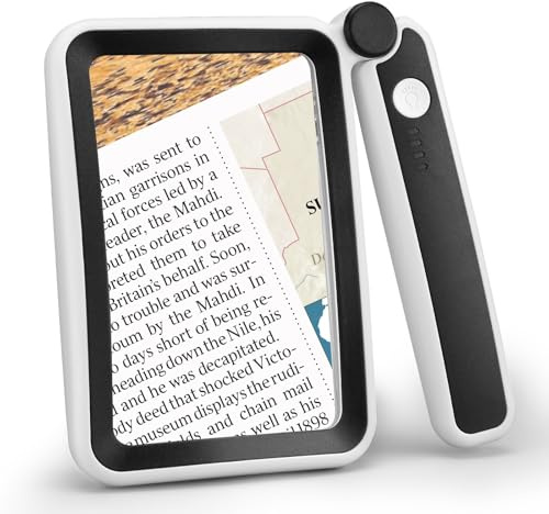 Tobegiga 6-fache Lupe, verbesserte große Lupe zum Lesen, dimmbare LED-Beleuchtung, leichte Handlupe für Senioren zum Lesen von Büchern, Zeitungen und Kleingedrucktem, schwarz