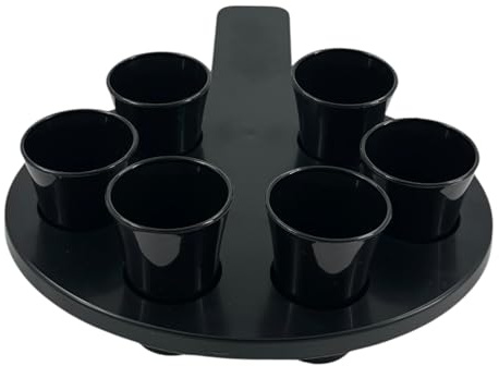 Chabrias 6 Hole Shot Glass Holder with Black Shot Glass Handle Bar - UK Made, Paddel, Restaurant Paddle, Glass Set, Wine Glasses, Novelty Wine Glasses, Vodka Glasses (Black)