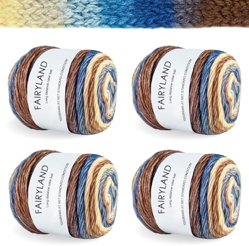 Filato a gradiente di colore, 4x100g di lana per uncinetto, filato multicolore a gradiente per uncinetto, bellissimo filato a gradiente super morbido, lana per coperta per neonati, maglione, sciarpa