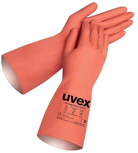 Uvex CN34 Chemikalienschutzhandschuhe – Hoher Komfort & Grip – Baumwollbeflockt, Größe 10