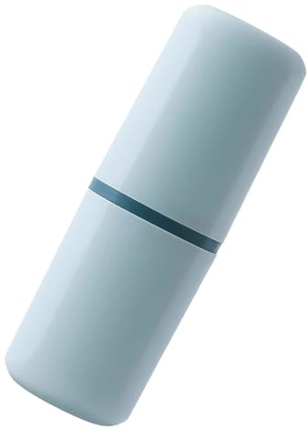IMIKEYA Bicchiere da risciacquo orale a doppio strato portatile per spazzolini da denti custodia in plastica blu piccolo per il controllo dell'umidità e stoccaggio igienico Portaspazzolino