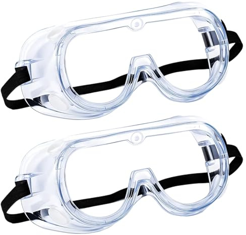 RQcMid 2er Pack Schutzbrille, Arbeitsschutzbrille Staubdicht, Sicherheitsbrille Für Brillenträger, 18 * 9 cm, Ideal Für Labor, Fahrradfahren Und Arbeit