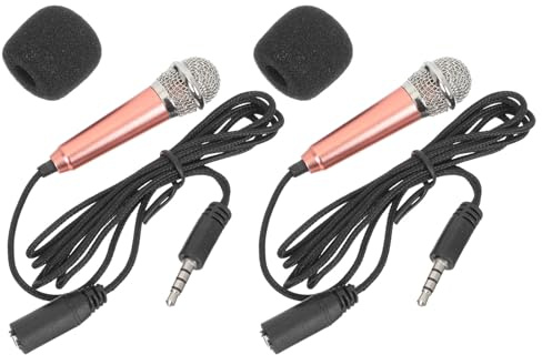 SOLUSTRE Mini Microfono per Canto e Registrazione 2 Pezzi Leggero | Telefono e Computer, in Oro, Acciaio Inossidabile, Sponge e Poliestere, Semplice da Usare