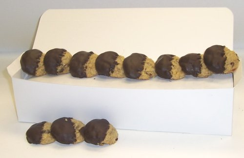 Scott's Cakes Half-Dipped Oatmeal Rasin Cookies with Dark Chocolate in a White Gourmet Box