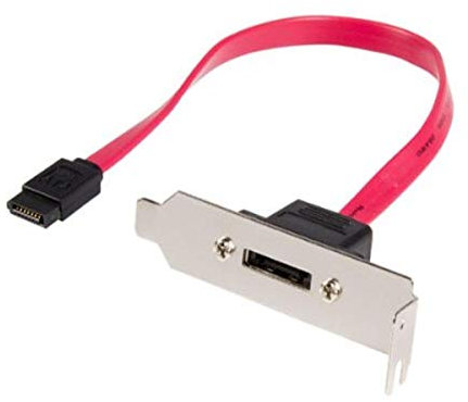 StarTech.com 1ft LP SATA - eSATA Plate Adapter 1x eSATA 1x SATA 7-pin Rojo adaptador de cable - Adaptador para cable (1x eSATA, 1x SATA 7-pin, Macho/Macho, Rojo, 18 mm, 121 mm)
