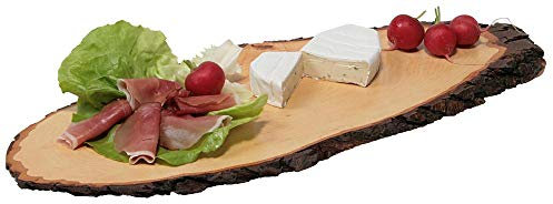 Kesper Lot de 3 planches de service en écorce - Taille XXL - En bois d'aulne - Environ 700 à 790 x 250 x 20 mm - Marron clair