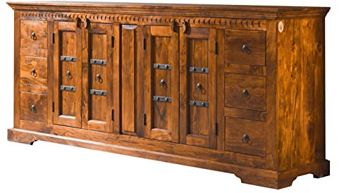 MASSIVMOEBEL24.DE Oxford Sideboard Akazie 212x50x92, Farbe:Hellbraun lackiert, Größe:212x50x92 cm (BxTxH)