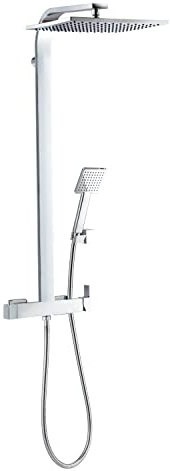 Wirquin 60721390 Colonne de douche avec mitigeur mécanique Palermo Touch 1 jet chromé, inverseur céramique, hauteur réglable, fonction soft, anti-calcaire, shiny anti-torsion, ACS
