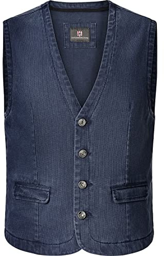 Jan Vanderstorm Herren Weste Torell | in Jeans-Optik, Freizeitweste aus reiner Baumwolle, Anzugweste im Denim-Look für Männer, große Größen L-7XL