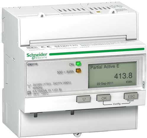 Schneider A9MEM3110 x Energiezähler, 3-phasig, 63A, mit Teilzähler, S0-Impuls, MID konform