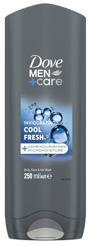 Dove Men+Care Cool Fresh, 3-in-1-Duschgel für Herren, feuchtigkeitsspendend für Körper, Gesicht und Haare, 250 ml