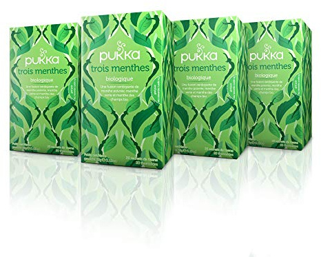 Pukka, Infusion Biologique et Ayurvédique, Goût Trois Menthes, 100% des Ingrédients Issus du Commerce Equitable, 4x20 Sachets, 80 Sachets