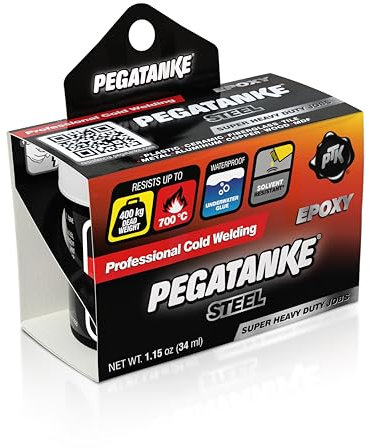PEGATANKE EPOXICO ACERO NEGRO 32GR.PEGAMENTO EPOXICO BICOMPONENTE PARA CUALQUIER MATERIAL, COLOR GRIS CON VIRUTAS DE ACERO, ALTA RESISTENCIA, PEGA BAJO EL AGUA, KIT 34 GRAMOS.