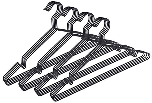 pamo Perchas negras de metal – 20 unidades – perchas de alambre de acero inoxidable – revestido, resistente a los arañazos y al óxido – perchas para colgar tu ropa que ahorra espacio (negro, 20)