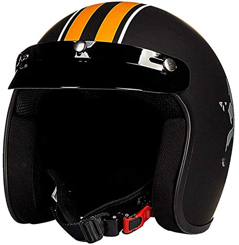 ZLYJ Rétro Face Ouverte Casques Jet, Vintage Demi-Casque Moto, Harley Casque, Casque Mobylette Bols avec Visière, pour Scooter Chopper Cruiser Racing Mofa Pilote Vespa, ECE Homologué A,L