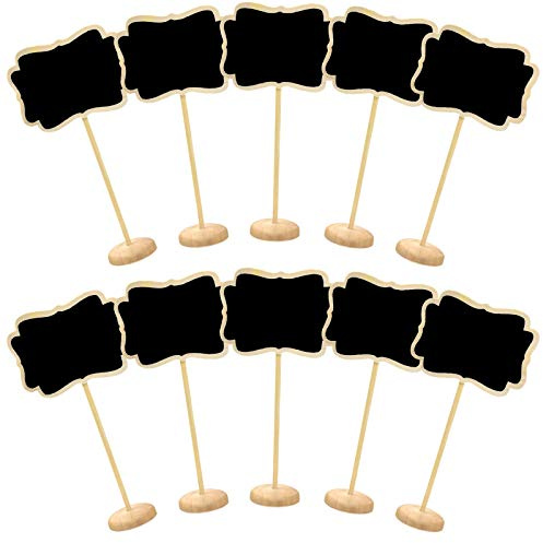 Mini Tafel 10 Stück Klein Holz Kreidetafel mit Ständer Tischkarten Platzkarte Namensschild Preisschilder für Hochzeit, Geburtstag usw.