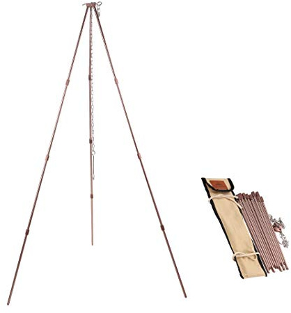 CAMPINGMOON - Treppiede per falò da campeggio, con borsa per il trasporto, in alluminio leggero, altezza 104,9 cm, catena in acciaio inossidabile