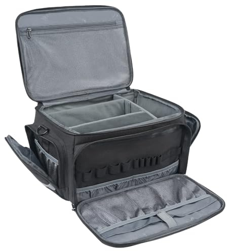 Mancro Borsa da Medico, Pronto Soccorso Borsa con Tracolla e Divisori Staccabili, Borsa Medica Vuota, Regalo Perfetto per Medici, Fisioterapisti, Nero